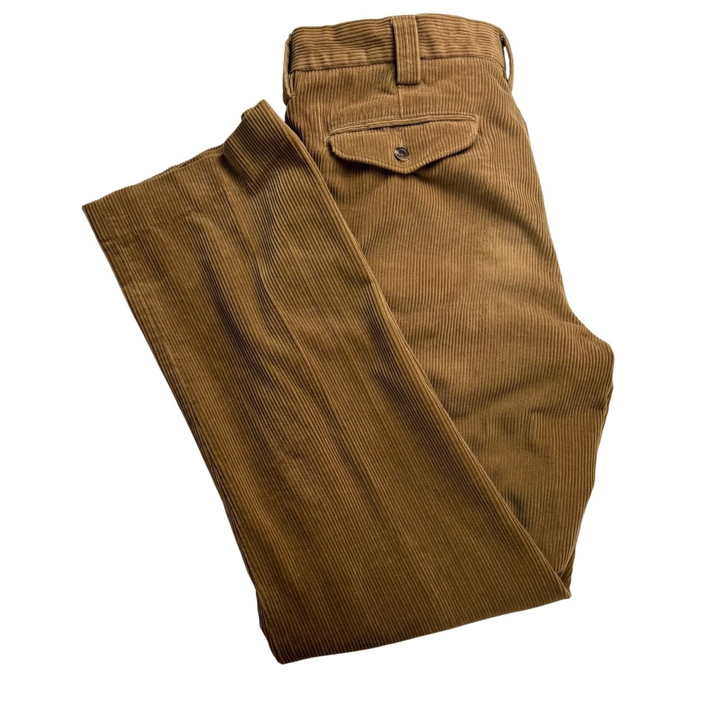 LL Bean Classic Fit Corduroy Pants Men 35 Tan Straight‎ Leg Casual Cotton